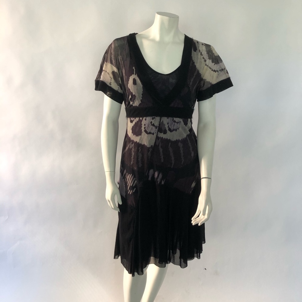 Fuzzi short sleeves lined midi dress M-L Italy